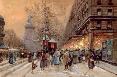 En livlig boulevard nära Place de la République, Paris